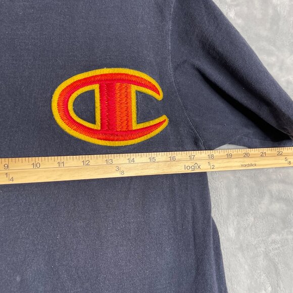 Vintage Champion Big C Logo‎ Embroidered T Shirt Mens M Navy Blue Sportswear - Picture 6 of 8